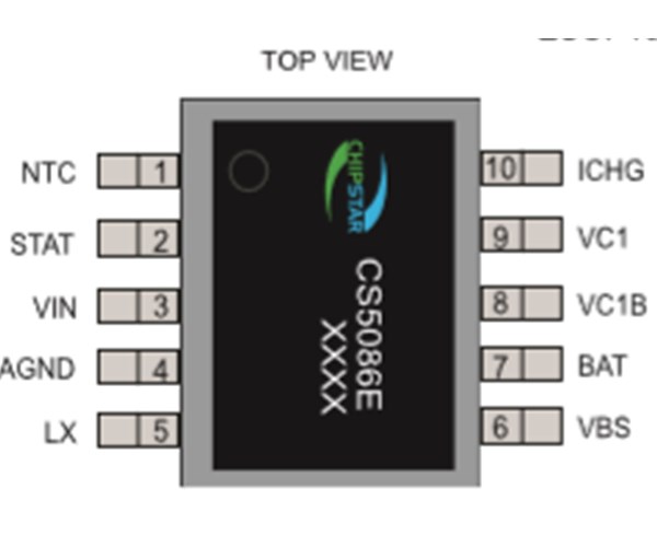 CS5086 (帶平衡功能、5V USB輸入、8.4V/1.5A兩節鋰電池充電管理IC）