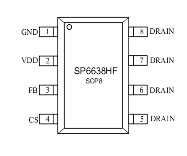 SP6638HF，恒功率，支持低壓直充的PWM芯片，18W，內置MOS